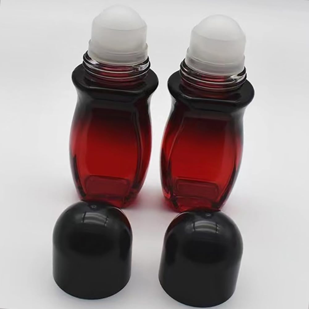 50ml Glass Roller Bottles - 2pcs Refillable Empty Bottles for Perfume & Essential Oils | Durable Design