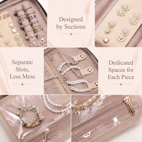 Travel Jewelry Organizer Case - Soft Polyester for Necklaces, Earrings, Rings & Bracelets - Compact Design in Blue