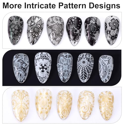 SmallCat Nail Transfer Foil - 20 Sheets Black, White, Gold, 7.87"x1.57"