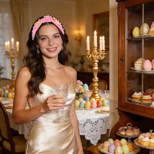 Jaciya Easter Pink Knotted Bunny Headband - Festive Spring Hair Accessory