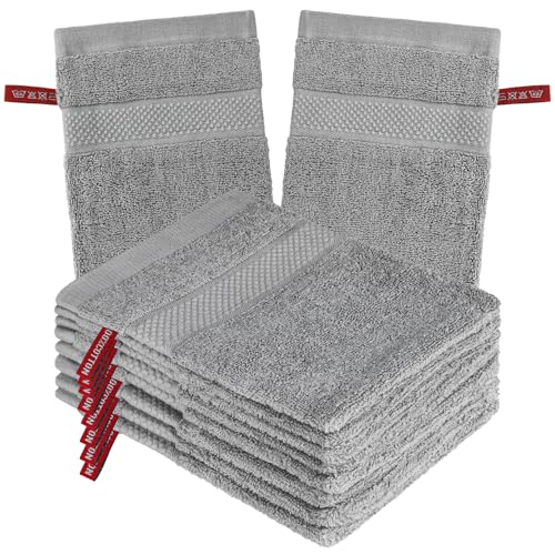 Gray Reusable Cotton Bath Mitts 8-Pack - Soft Body & Face Washcloths