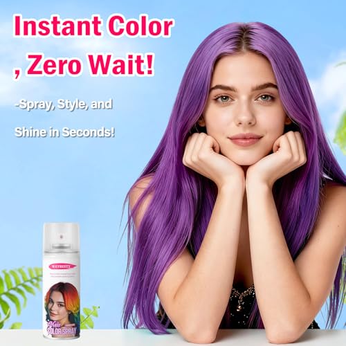 Waybesty Purple Temporary Hair Spray for Kids & Adults, Washable Cosplay & Party Color, 120ml