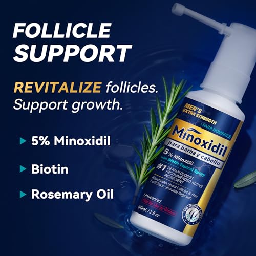 LUROUKED 5% Minoxidil Spray for Men - Beard and Hair Growth Treatment
