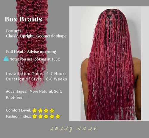 Leruikair 20-Inch Burgundy Curly Human Braiding Hair - 100g Bulk Set