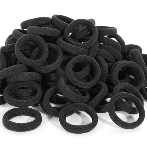 QRTVI 120PCS Black Cotton Hair Ties for Kids & Toddlers