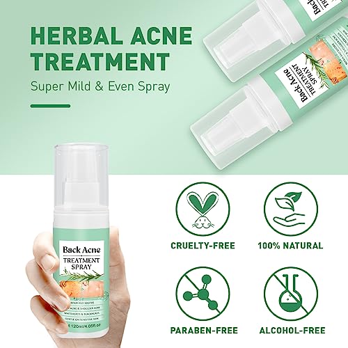 BEFIVECOK 2PCS Back Acne Spray Treatment with Herbal Formula, Salicylic Acid & Tea Tree Oil