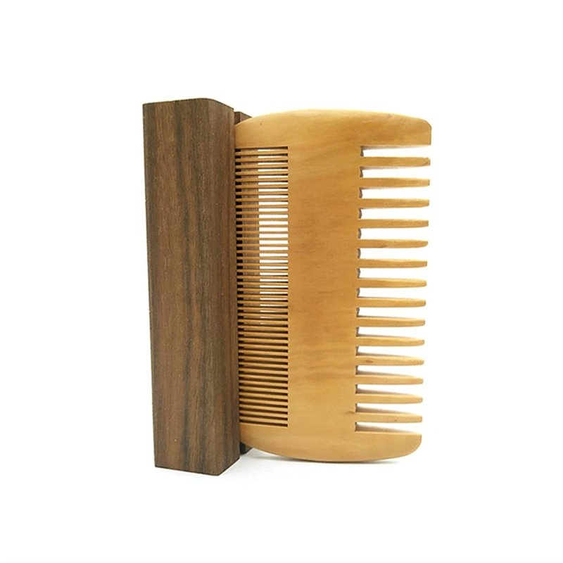 Beard Comb Wooden Mustaches Combs Dual Action Teeth for Beards Mustaches The Art of Shaving Beard Comb,Wood color Practical and Deft