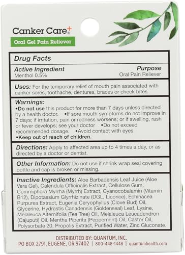 Quantum Health Canker Care+ Oral Gel Pain Reliever 0.33 Fl Oz Natural Relief