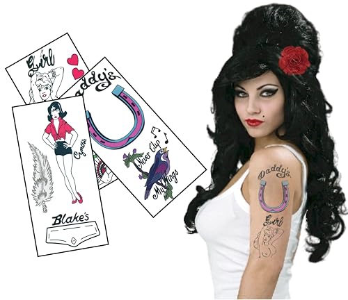 Rehab Singer Inspired Fake Temporary Tattoos - Halloween Costume Accessories