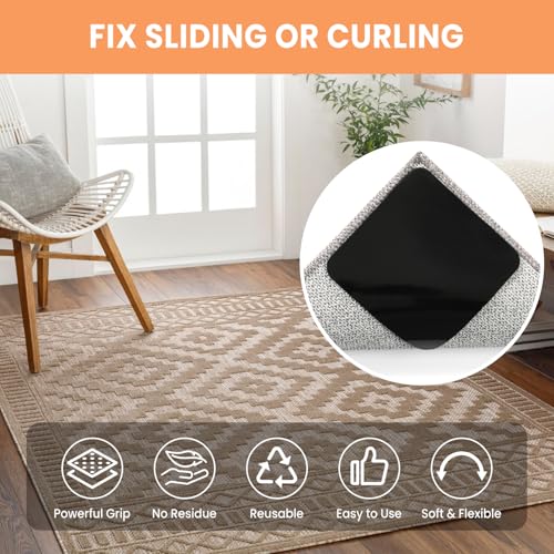 BAGAIL Non-Slip Rug Grippers, 8 Pcs Double-Sided Carpet Tape 4x4in