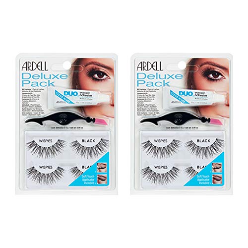 Ardell Wispies Deluxe Pack False Eyelashes - 2 Pairs with Glue & Applicator