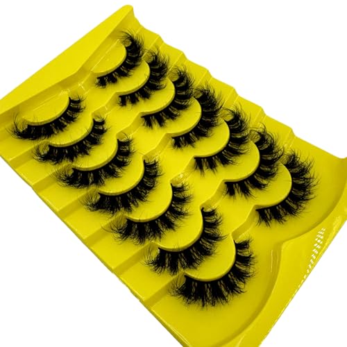 HBZGTLAD 7 Pairs W3 3D Mink Fluffy False Eyelashes Reusable Glam Makeup