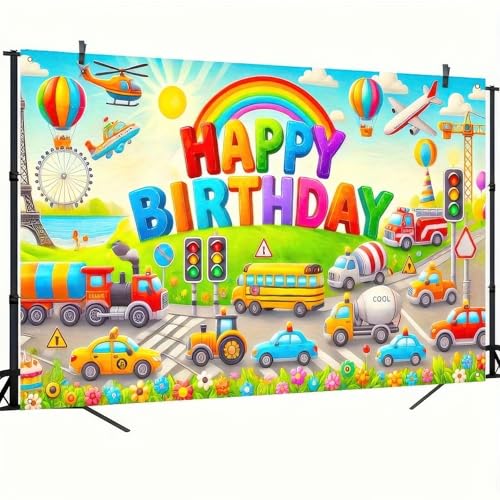 BlissYard Car Birthday Backdrop 70x43 Inch for Boys Party