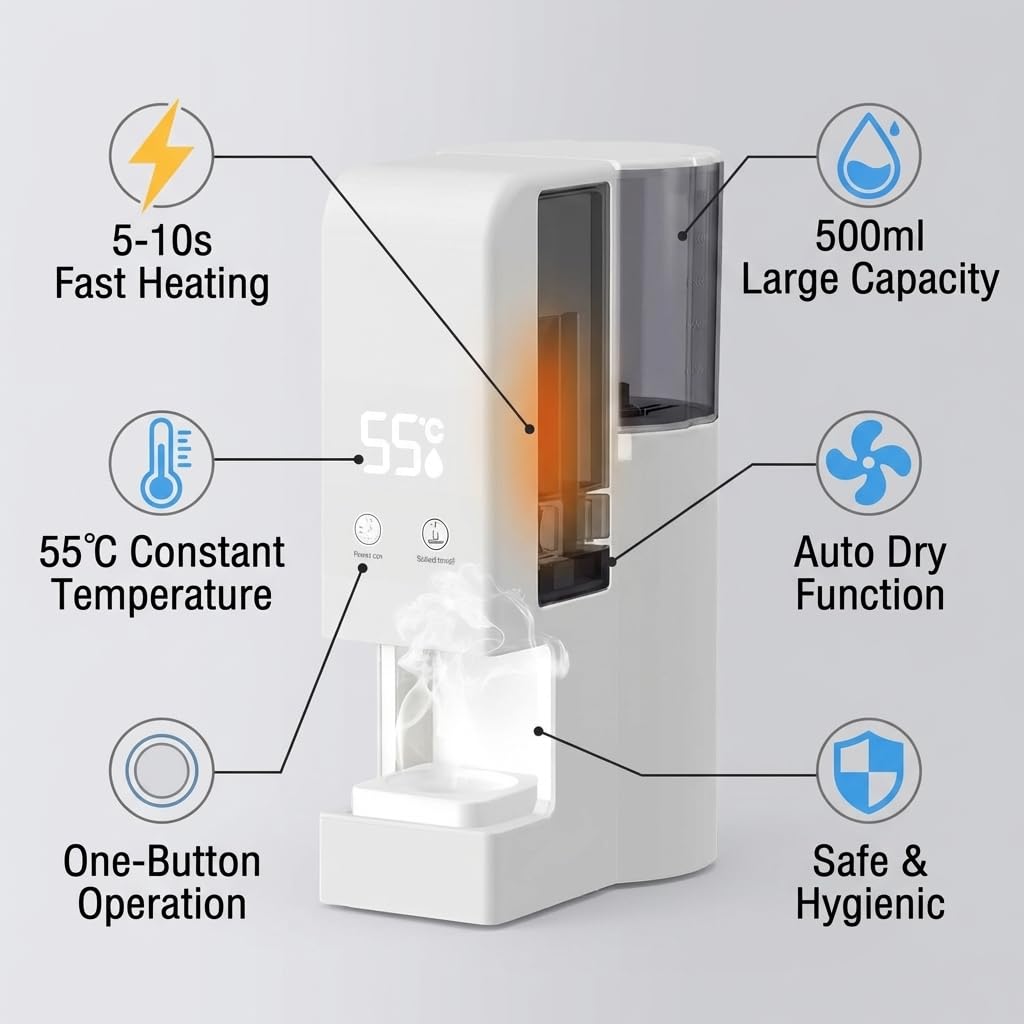 Automatic Hot Towel Dispenser, Hot Face Towel Dispenser, 131 °F Adjustable Constant Temperature, Disposable Towel Heating Machine, Smart Voice Alerts for Bathrooms, and Homes (White)