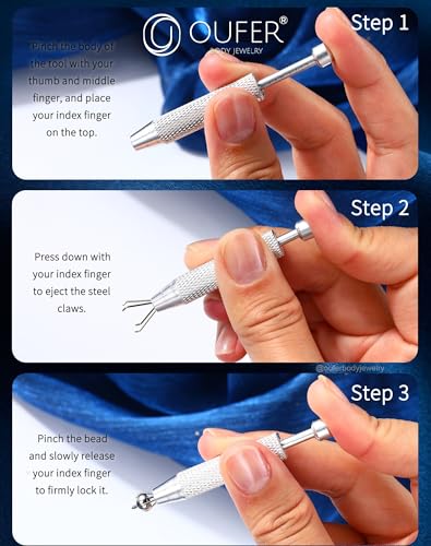 OUFER Piercing Ball Grabber Tool for 16G 18G Earrings & Body Piercing