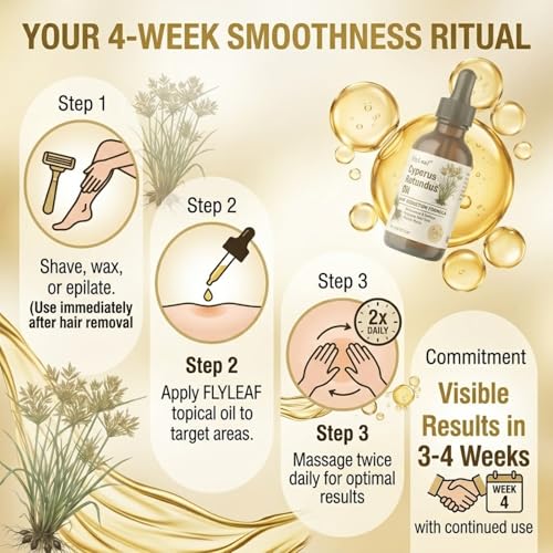 100% Pure Cyperus Rotundus Oil for Hair Removal - Natural Hair Growth Inhibitor & Reduction Oil - Topical Cyperus Oil for Face, Body, Underarms & Bikini Line - Vegan & Hexane-Free - 2oz (60ml)