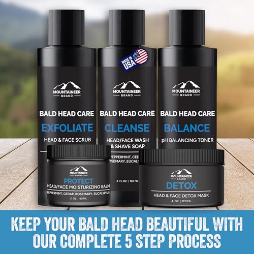 Mountaineer Brand Natural Moisturiser with Fresh & Natural Scent | Bald Head Care for Men | Non-Greasy Scalp and Face Balm | Made in West Virginia | Protect | 2oz