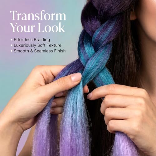 MAQIHAN 24-Inch Jumbo Braiding Hair - Purple Blue Ombre Extensions