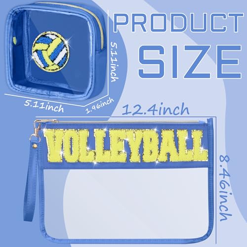 BuyCard Volleyball Gifts Navy Blue Chenille Letter Cosmetic Makeup Bag & Clear Organizer