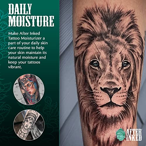 After Inked Tattoo Aftercare Lotion Moisturizing Balm for Inked Skin, Featured on Ink Master, Hydrating Skin Nourishment Cream with Grape Seed Oil, Gentle Daily Tattoo Maintenance, 3oz Tube, 1 Pack