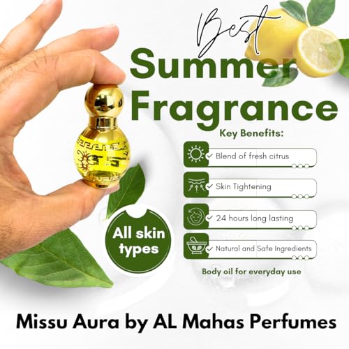 Missu Aura Perfume Body Oil Roll-On 10ml Long-Lasting Citrus & Amber Scent