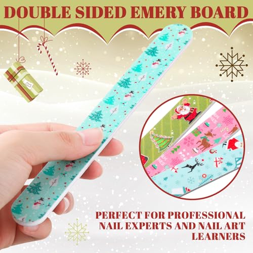 45 Pack Christmas Nail Files, Double-Sided Emery Boards for Party Favors