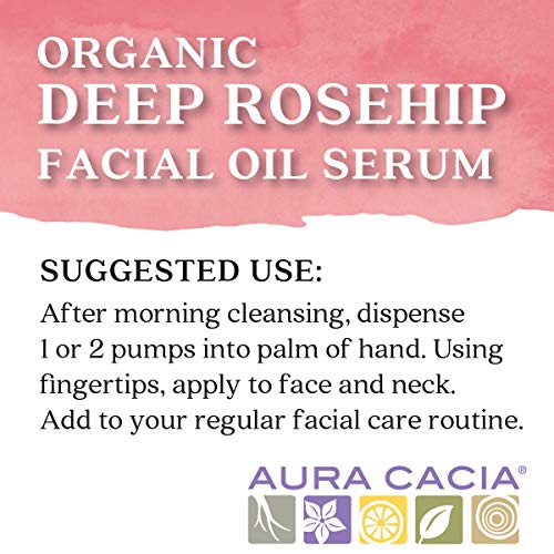 Aura Cacia Organic Rosehip Facial Serum, 1 oz - Soothing Moisture Oil