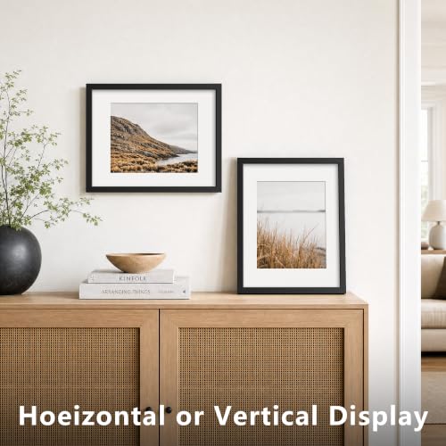 11x14 Black Picture Frame with 8x10 Mat - Shatter Resistant Plexiglass
