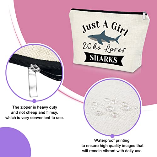 Sazuwu White Shark Makeup Bag for Girls & Women - Marine Animal Gift