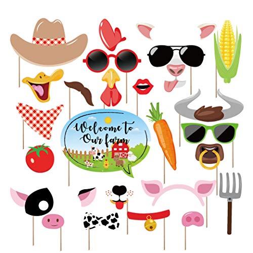 25 Farm Animal Photo Booth Props for Kids Birthday Party
