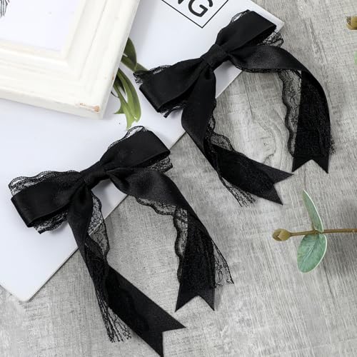 Giantree Black Lace Hair Bow Clips for Women - 2 Pack