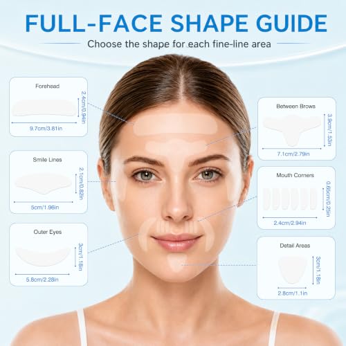 Face Wrinkle Patches 208 Pcs for Forehead, Frown & Smile Lines, Skin Support