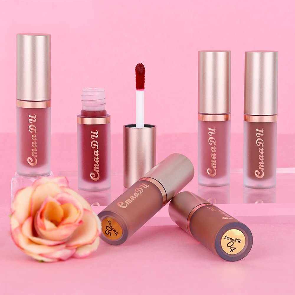 Matte Liquid Lipstick Set - 6 Pcs Dark Light Nude Brown Shades | Long-Lasting Velvet Finish for Black Women