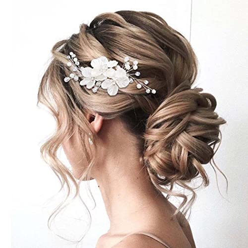 JONKY Flower Bride Wedding Hair Clip Bridal Rhinestone Barrettes