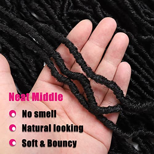 24 Inch Soft Locs Crochet Hair - 6 Packs Pre-Looped Natural Black