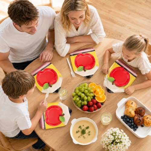 75 PCS Back to School Party Supplies - Apple & Pencil Plates & Napkins