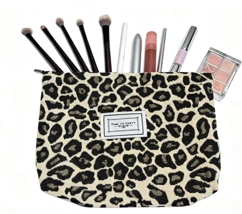 COOLOME Leopard Makeup Bag - Small Pouch, Zippered Cosmetic Organizer for Women