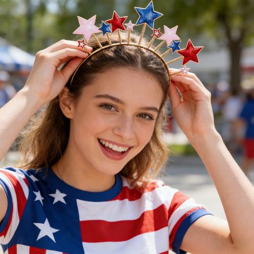 American Flag Headband 4th of July Patriotic Hair Accessory for Women