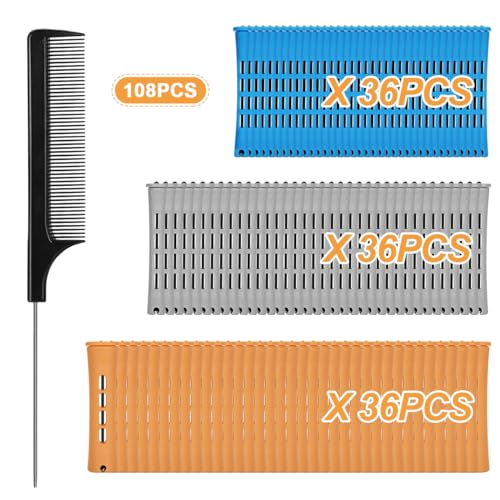 BELICOO 108-Piece Hair Perm Rods Set with Tail Comb - 3 Sizes Heatless Curlers