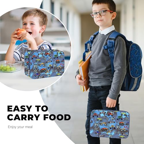 Clastyle Blue Racing Flag Insulated Lunch Bag for Kids