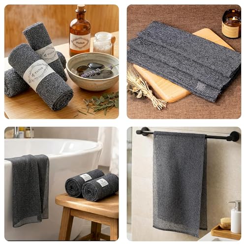 Yiclick 3 PCS Exfoliating Washcloth Towels - Exfoliating Body Scrubber Exfoliator, Back Scrubber for Shower Bath Use, Japanese & Korean Scrub Wash Cloths, Loofah Lufa Sponge Washer for Women Men