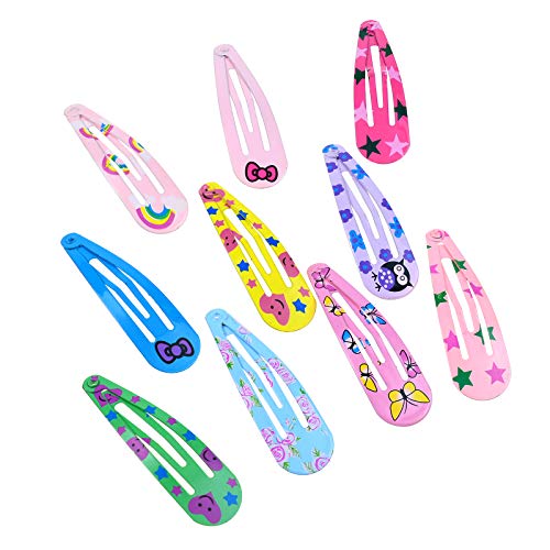 40 Pack Colorful 2-Inch Printed Snap Hair Clips for Kids & Teens