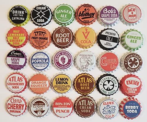 Vintage Soda Bottle Caps - 100 Random Designs, 1.25" Diameter