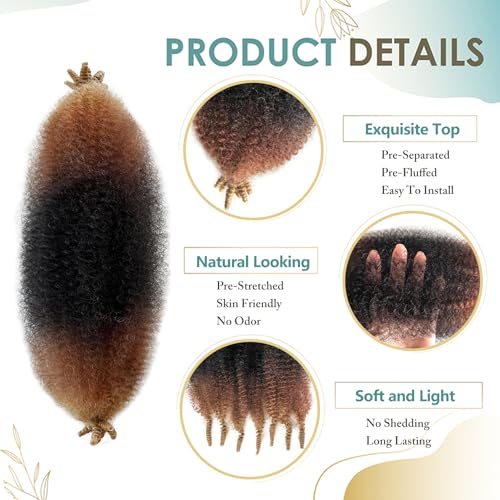 12 Inch Pre-Fluffed Afro Twist Hair 1B/30/27 - Pack of 8