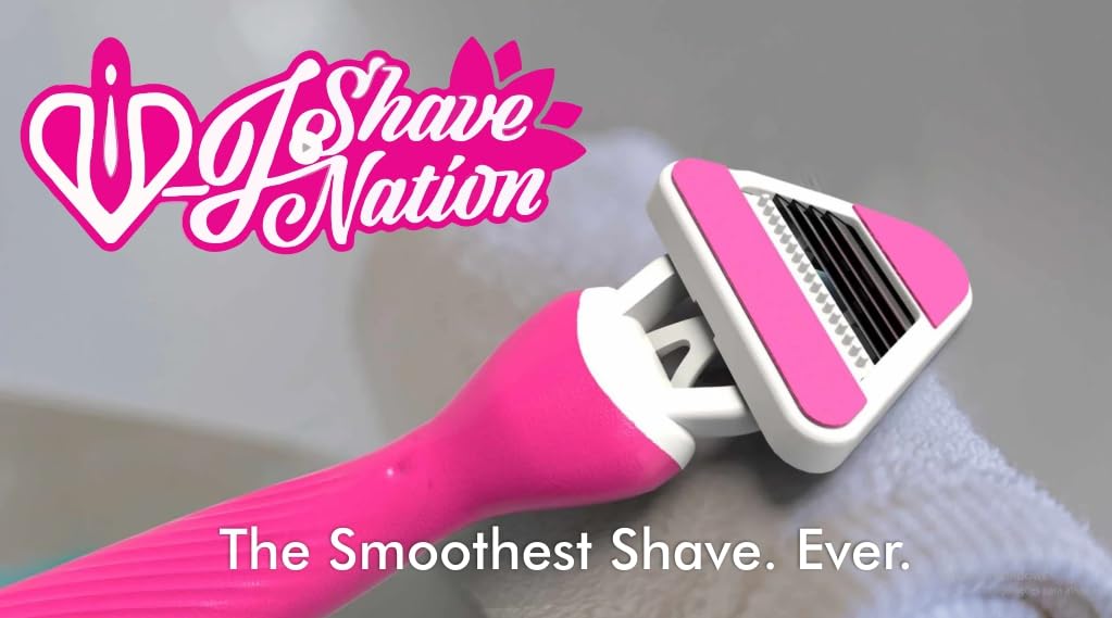 VIKINI by V-J Shave Nation Women’s Bikini Razor – Smoothest Glide Blades for Pubic & Intimate Area – 1 Handle + 2 Refills + Gift Cover