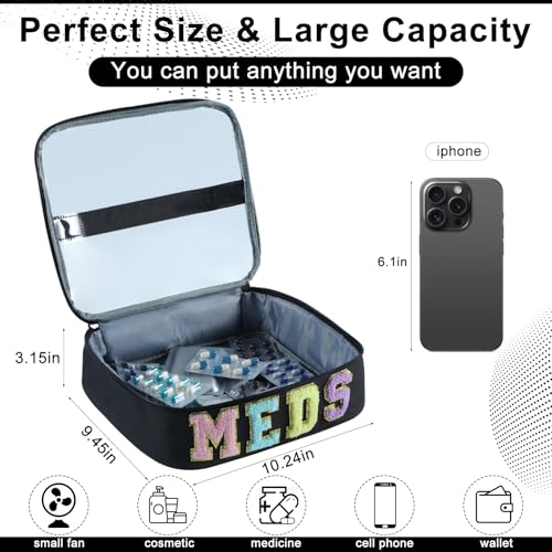 Large Travel Medicine Bag with Transparent Top - Water-Resistant Organizer