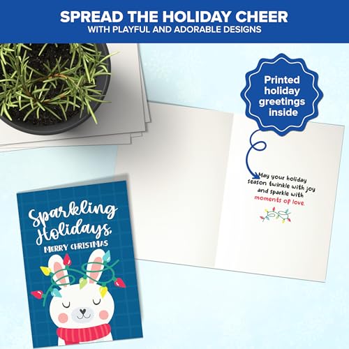 Decorably 36 Pack Kids Christmas Cards with Envelopes - 9 Fun Designs