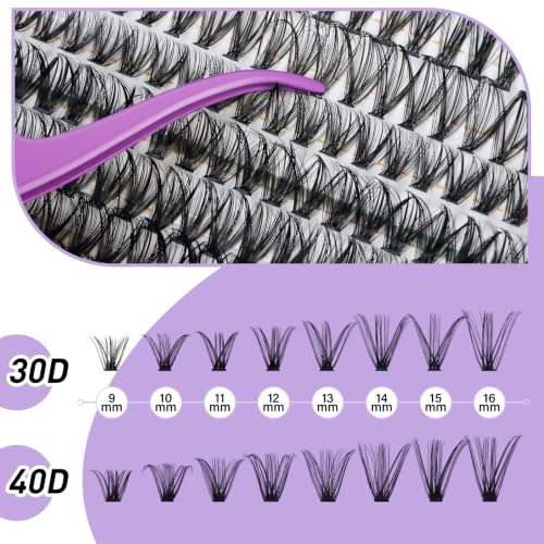 40D-0.07D 280PCS Eyelash Clusters Kit for DIY Extensions - Waterproof, Reusable