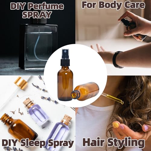 Zkupanx 4-Pack 2oz Amber Glass Spray Bottles - Fine Mist