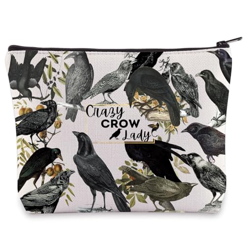 Crazy Crow Lady Makeup Bag - Durable Canvas Zipper Pouch
